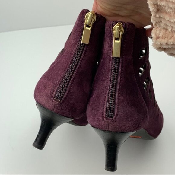 Rockport booties size 8.5 39 plum purple suede cut out cap pointy toe boots - Picture 7 of 12